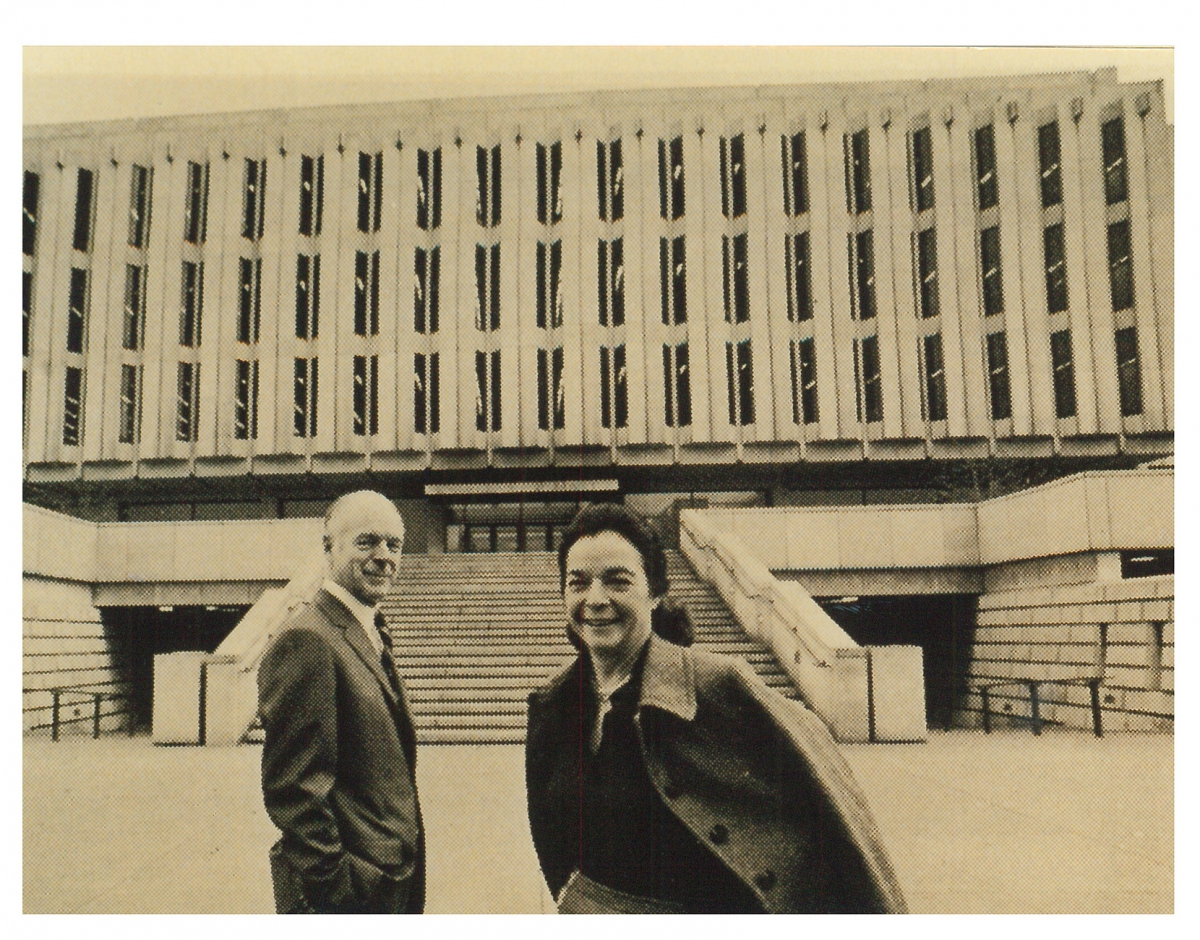 Henry and Elsie in front of the Hillman Library, circa 1968