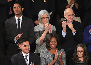 Pranav Shetty, on left in top row, with Michelle Obama