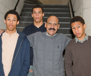 Dean Davis and his sons recently attended Pitt Rep’s The Gammage Project at Pitt’s Henry Heymann Theatre in the Stephen Foster Memorial. From left are Amani, 17; Naeem, 16; the dean; and Keanu, 14.