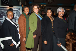 From left, Carol Mohamed, director of Pitt’s Office of Affirmative Action, Diversity, and Inclusion; Winifred V. Torbert of the UPMC Center for Inclusion in Healthcare; Candi Castleberry-Singleton, UPMC’s chief diversity officer; Yvonne Durham of the Greater  Pittsburgh YWCA; and Angela Ford, alumnus and executive director of Pitt’s Center for Minority Health.