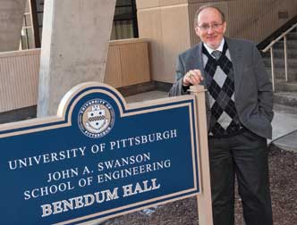 Pitt’s Department of Bioengineering was established in the Swanson School of Engineering in 1998. Today, the department includes 23 full-time faculty, more than 100 faculty holding secondary appointments in bioengineering, 180 undergraduate students, and about 180 graduate students, two-thirds of whom are PhD candidates. It is chaired by Harvey Borovetz (pictured above), Distinguished Professor, Robert L. Hardesty Professor of Surgery, and a professor of chemical and petroleum engineering.