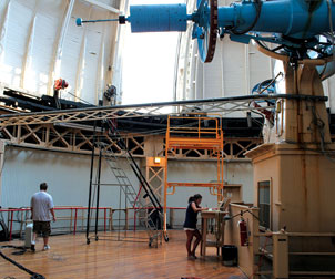 Pitt students working in the University's Allegheny Observatory on the North Side.