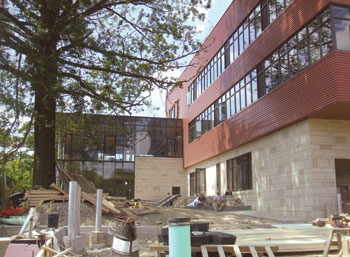 Pitt’s Falk School during construction of its new green wing