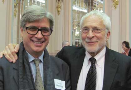 The Pitt News celebrated its centennial anniversary, which featured an Oct. 31 keynote speech by Scott McLeod (A&S ’76), former Time magazine Cairo bureau chief and a former Pitt News editor-in-chief. From left, McLeod and former Pitt English professor and creative nonfiction pioneer Lee Gutkind.