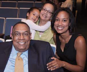 From left, Dean Emeritus Epperson; 4-year-old granddaughter, Morgan; his wife, Cecelia Trower Epperson; and daughter, Lia Beth Epperson, a professor in American University’s Washington College of Law.