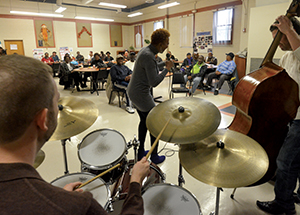Lundy performed for community members at the Hill House Senior Services Center on Bedford Avenue.