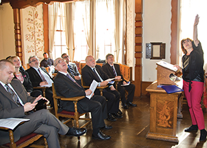 Members of a Czech Republic delegation spent a special morning in Pitt’s Czechoslovak Nationality Room on the Cathedral of Learning’s first floor.