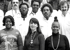 Ambulance service staff, bottom row, from left: Wilma Mosley, Nancy Caroline, and Doris Owens. Back row, from left: John Bucci, John Moon, David Clemons, William Draper, and Joe Hirsch. Photo by Ben Spiegel.