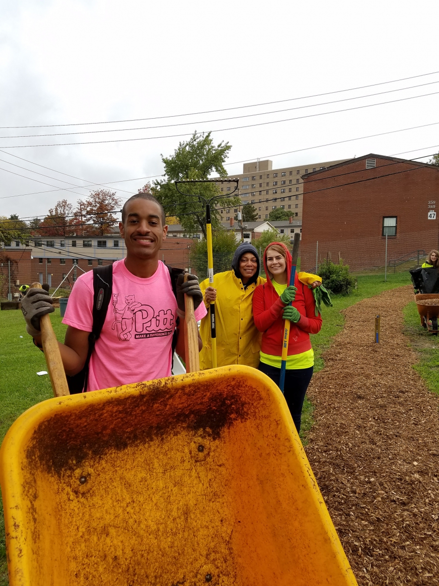 Students at the garden