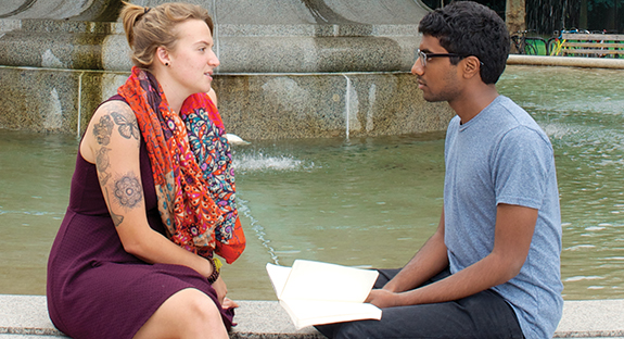 Humans of Pitt creators Sarah Thornton (left) and Anish Kumar