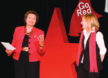 GoRed The American Heart Association’s annual Go Red for Women Conference was held March 9 at the Byham Theater, Downtown. The event, intended to educate women about heart-healthy choices, offered a heart fair, education breakout sessions, health screenings, and talks by keynote speakers Jeannette South-Paul (left), the Andrew W. Mathieson Professor and Chair in the Pitt School of Medicine’s Department of Family Medicine, and Madelyn Fernstrom (right), the founder and director of UPMC’s Weight-Management Center and associate director of the UPMC Center for Nutrition in Pittsburgh. South-Paul and B. Jean Ferketish, secretary of the University’s Board of Trustees and assistant chancellor, cochaired the conference.