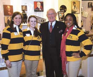 Hbg Rep. Harry Readshaw (D-District 36) met with Pitt students (from left) Danielle Cameron, Jennifer Walsh, and Levonda Baldwin.