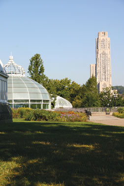 Phipps Conservatory with Pitt’s Cathedral of Learning in the background