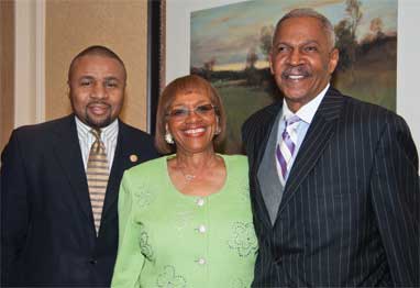 NAACPdinner_02 The Pittsburgh chapter of the NAACP held its 57th annual Human Rights Dinner on May 5 in the Omni William Penn Hotel, Downtown. The evening’s theme was “Transforming Education in Pursuit of a Stronger America”; the keynote speaker was John Jackson (left), president and CEO of the Schott Foundation for Public Education. Also shown are Gayle Moss, NAACP Pittsburgh president, and Pitt vice chancellor for public affairs Robert Hill, who introduced Jackson. Pitt’s Office of the Chancellor was a sponsor of the event.