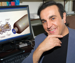 Peyman Peyman Givi’s research focuses on turbulent combustion as part of an effort to increase fossil-fuel efficiency and reduce pollution associated with exhaust emissions. Givi, William Kepler Whiteford Professor in the Department of Mechanical Engineering and Materials Science and director of the Laboratory for Computational Transport Phenomena at Pitt, uses advanced simulation and modeling to provide an accurate way for engineers to experiment with engines even before they are built. Rolls-Royce and NASA engineers already use Givi’s model to predict temperature differential, fuel usage, and emissions for different engine and fuel combinations.