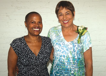 Sapphire (left) and Pitt English professor Toi Derricotte, both award-winning poets and authors, were among the guests at a June 24 private reception on the North Side prior to a free public reading by Cave Canem poets. The public reading was held beneath a tent on Monterey Street and presenters included Cave Canem faculty members as well as Sapphire, author of the best-selling novel "Push," which was made into the Academy Award-winning movie "Precious." The event was hosted by the City of Asylum/Pittsburgh, an organization that provides refuge to exiled foreign writers. Cave Canem, a nationwide fellowship that cultivates the artistic and professional growth of African American poets, was established in 1996 by Derricotte and poet Cornelius Eady. 