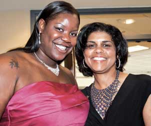 Marcedes Walker (CGS ’08), all-time leading rebounder in Pitt women’s basketball history, and Jennifer Bruce Scott (NURS ‘86), event cochair, second all-time leading scorer in Pitt women’s basketball history, and 1985 Kodak All-American.