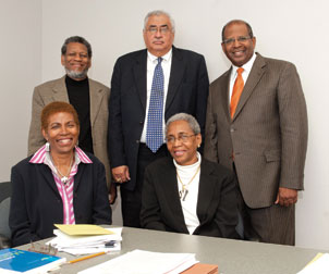 african-american-journal NEGRO EDUCATIONAL REVIEW: Alice M. Scales and Shirley A. Biggs (seated, from left), Pitt professors of education emerita, met with officials from Florida A&M University (FAMU) to discuss issues related to the Negro Educational Review. The international refereed journal was established in 1950 and has been edited by Scales, editor-in-chief and comanaging editor, and Biggs, comanaging editor, at Pitt since 2005. The women met Oct. 18 in Posvar Hall with (standing, from left) FAMU officials Franklin D. Hamilton (GSPH ’69), professor emeritus, Environmental Sciences Institute; Frederick S. Humphries (A&S ’65), Regent Professor, FAMU College of Law; and James E. Hawkins, advisory editor of the Negro Educational Review and dean, School of Journalism & Graphic Communication.