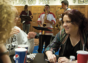 To help set the mood on campus in the weeks leading up to the Pitt jazz event, members of the Pitt Jazz Ensemble played for a lunchtime crowd at Nordy’s Place in the William Pitt Union.